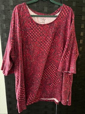 Catherines Burgundy Paisley Scoop Neck Tunic